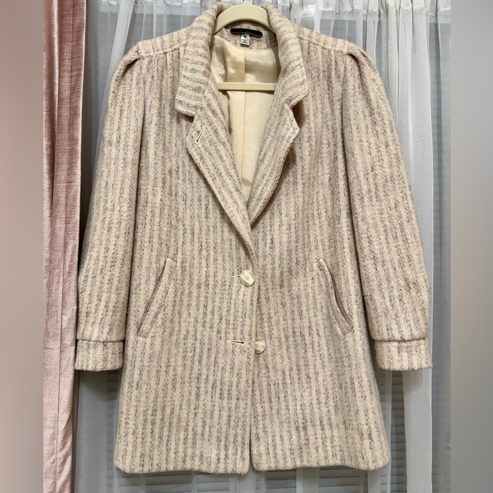 Glenbrooke Vintage Cream Pink  Striped Women's Coat women S/M